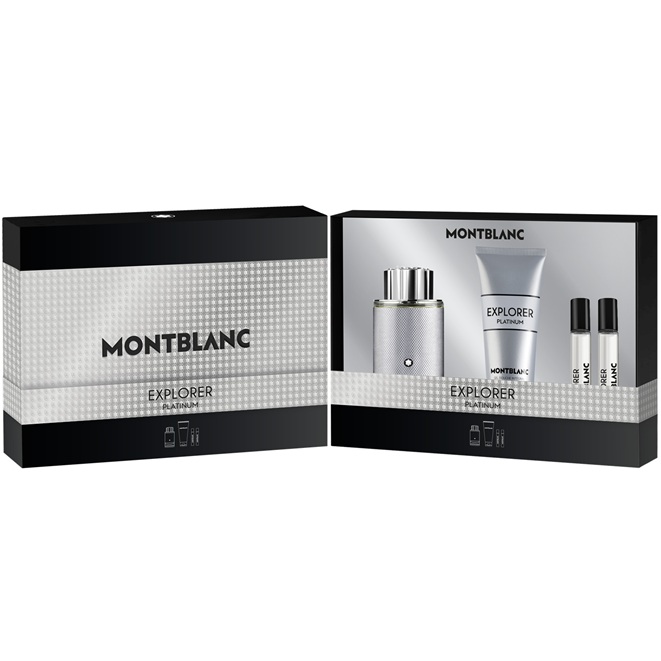 Set Apa de Parfum Mont Blanc Explorer Platinum 100 ml + 2x7,5 ml + 100 ml Gel de dus, Barbati