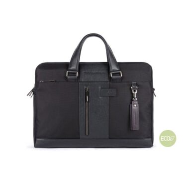 Rucsac Piquadro, Brief 2, Nylon And Leather, Textile Briefcase, Workbag, Black, 41 x3 1x 10 cm, For Men