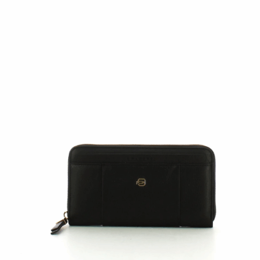 Piquadro, Donna, Leather Wallet, Zip Around, Black, For Women