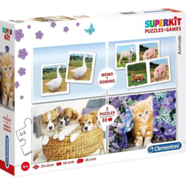 Joc creativ-educativ Clementoni, SuperKit, Animals, Puzzle, Unisex, 4+ years, 2 x 30 + 48 + 28 pcs